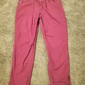 Womens High Rise Colored Jeans (Maroon)